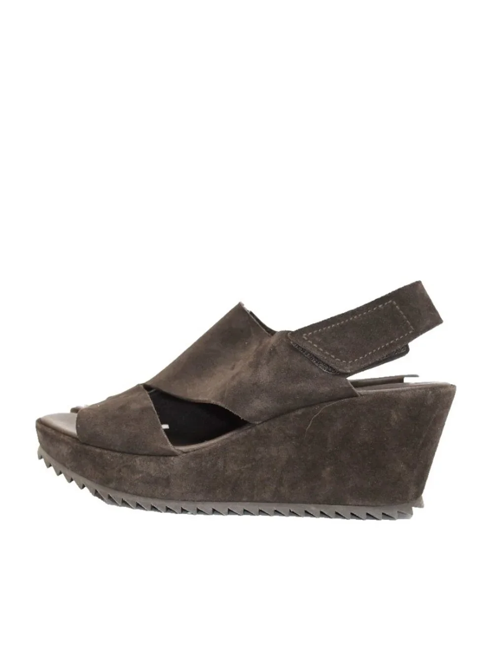 $650 PEDRO GARCIA STRAPPY wedge sandals DARK CHOCOLATE SUEDE SAWTOOTH 40 (DD3)